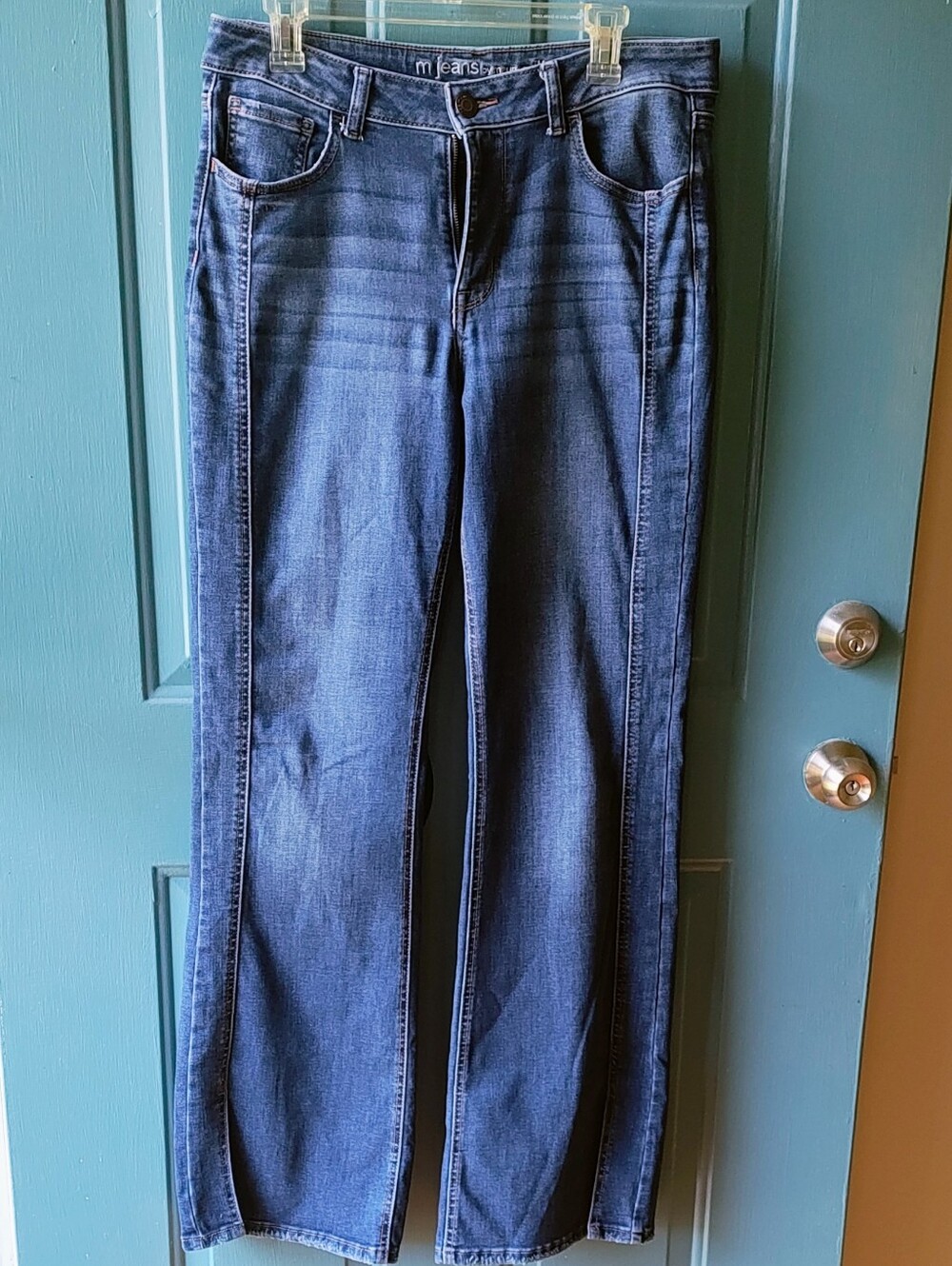 M by Maurices High Rise Wide Leg Blue Jeans With Split Hem Detail